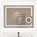 LUVODI Lighted LED Bathroom Mirror: 32x24 Large Wall Mounted Vanity Mirror with Backlit and Front Light - Modern Rectangle Dimmable Makeup Mirrors with 3X Magnifier Anti Fog Smart Touch