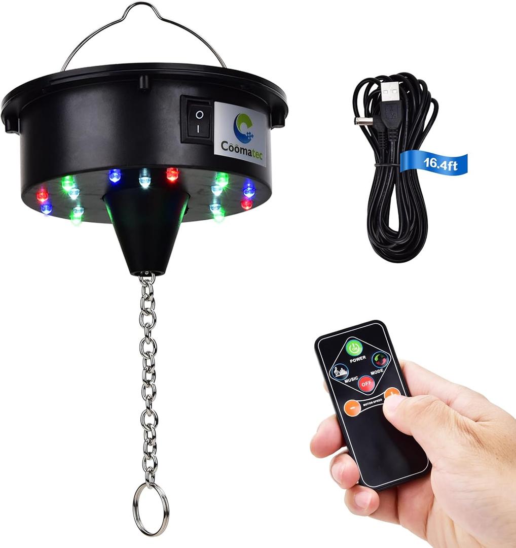 Rotating Disco Ball Motor Light, 6-12RPM Adjustable Speed Disco Ball Spinner Light 18LEDs for 8~24'' Large Heavy Duty Mirror Motor,Wedding Birthday DJ Party Decor