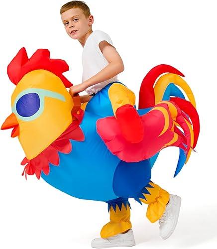 Inflatable Chicken Costume for Kids Rooster Blow Up Costume Funny Halloween Cosplay for Boys Girls