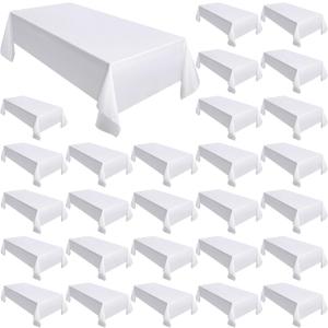 Moukeren 30 Pack Rectangle Tablecloths 58 x 102 Inch Table Cloth Reusable Washable Polyester Table Clothes Bulk for 6 ft Tables for Wedding, Party, Restaurant (White)