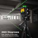 PREXISO 360 Laser Level with Tripod & 2 Plumb Dots - IP54 Rechargeable Point Cross Laser Level Self-Leveling- Lazer Leveler Tool 3 Brightness Settings, Plumb Spot Lazer Level for Construction, Ceiling