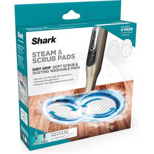 Shark Steam & Scrub Dirt Grip Soft Scrub & Dusting Washable Pads, Fully Reusable, Powerful Cleaning on All Sealed Hard Floors, Compatible with S8001, S8201, S7201 & S7001, Grey, XKITP7000D