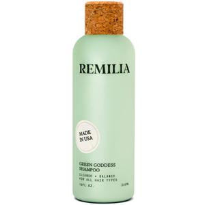 REMILIA Green Goddess Shampoo for Damaged Hair  With Rosemary Oil & Green Tea Extract  Cleansing, Strengthening, Vegan  Made in USA  8.5 fl oz