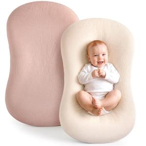 Termichy Baby Lounger Cover Muslin: Soft Cotton Slipcover for Snuggle Me Lounger - Removable & Machine Washable for Daily Use - Zipper-Free & Skin-Friendly for Newborn Girls and Boys