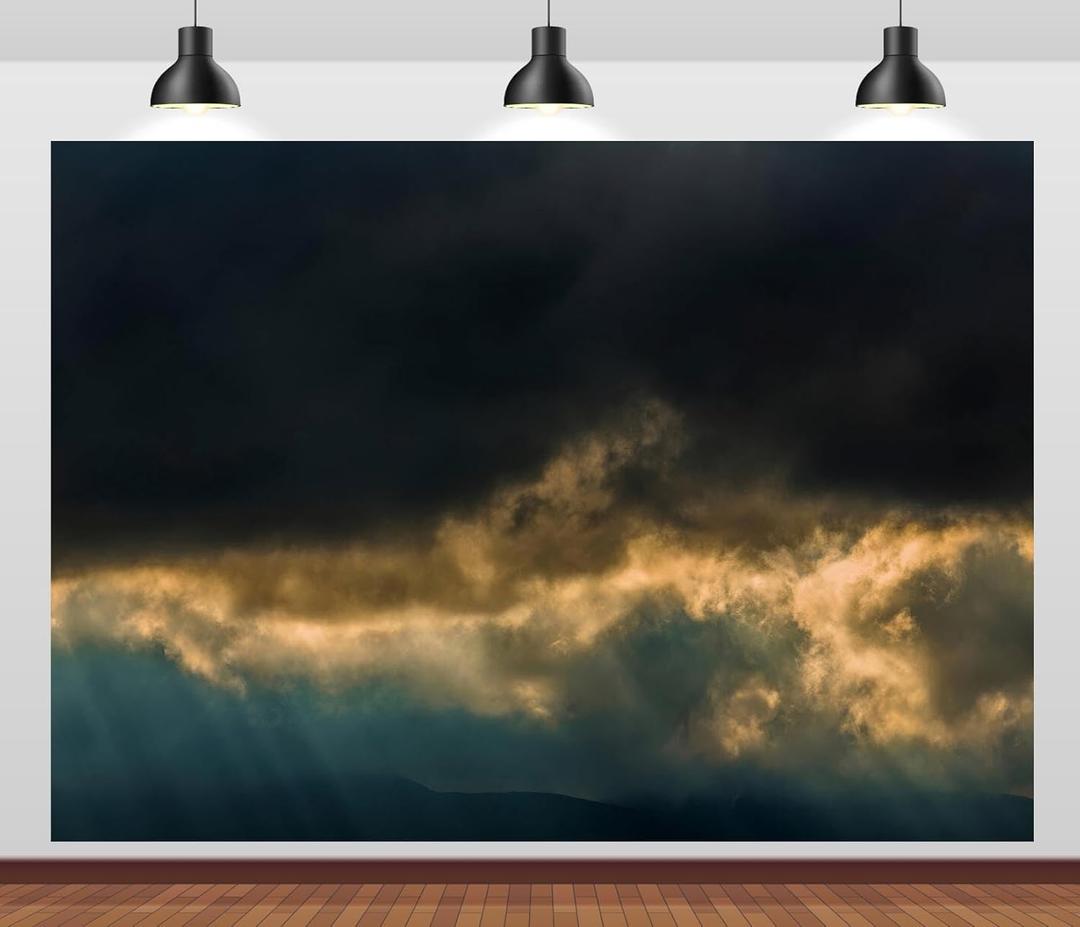 BELECO 7x5ft Fabric Dark Sky Clouds Backdrop Stormy Cloud Background Cloudy Backdrop for Themed Party Decorations Church Decor Banner Photo Studio Booth Props