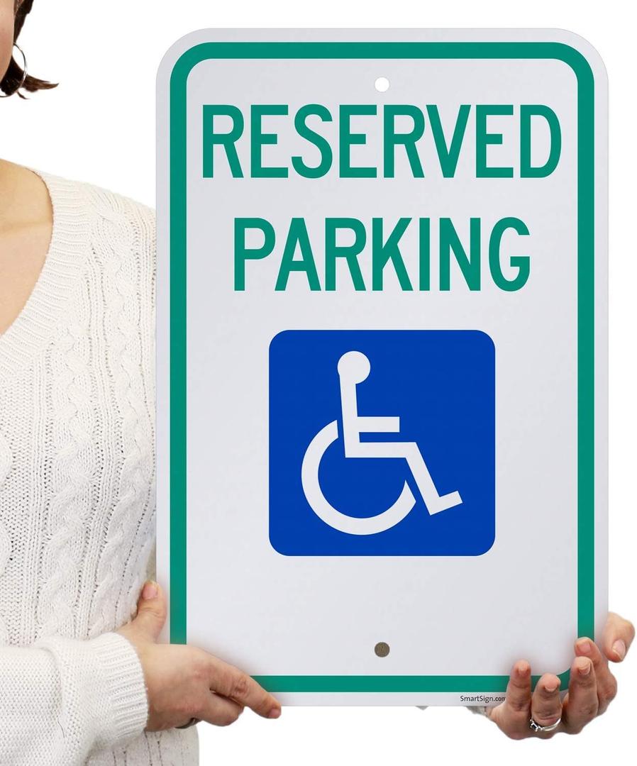 SmartSign Basics Reserved Parking Federal Handicap Parking Sign | 12" x 18" Engineer Grade Reflective 120 mil ACM, Made in USA