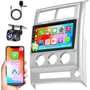 10.1" Car Radio Touch Screen Head Unit for Jeep Liberty 2008-2012, Android 13 GPS Navigation Stereo, with Wireless CarPlay & Android Auto, Free Backup Camera,4G +64G