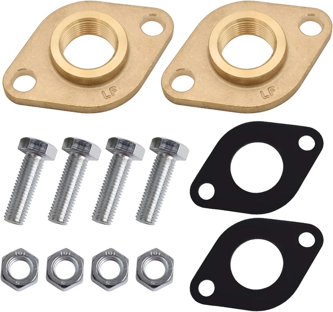 HYDRO MASTER Solid Brass Flange Kit with Gaskets, 1" NPT thread, For Radiant Heating Systems (1" FNPT)