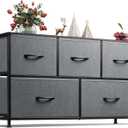 WLIVE Dresser for Bedroom with 5 Drawers, Wide Chest of Drawers, Fabric Dresser, Storage Organizer Unit with Fabric Bins for Closet, Living Room, Hallway, Dark Grey