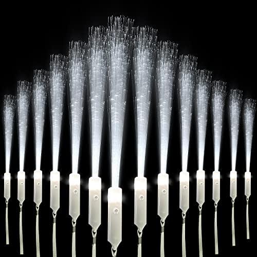 SZHFU 32 PCS Glow Sticks Party Favors for Kids, White Fiber Optic LED Light up Wedding Wand, 3 Light Modes Flashing for Bridal Shower Christmas