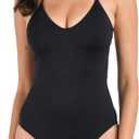 La Blanca Women's One Piece Swimsuit Scoop Front Tummy Control Island Goddess Bathing Suit (Black, L)