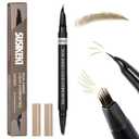 Dual-Ended Microblading Eyebrow Pencil for Women, 2 in 1 Liquid Eyebrow Pencil with Curved Tip and 4D Brow-Fection Microblading Pen, Shaped Fill HairLike Waterproof Lasting Eyebrows 01 Light Brown