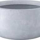 Kante 19.6" Dia Round Concrete Planter, Outdoor Indoor Garden Plant Pots with Drainage Hole and Rubber Plug, Modern Curvaceous Design, Slate Gray