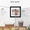 Hongkee 8x8 Picture Frame Set of 2, Made of Real Glass and Black Wooden Frame - Display Square 6x6 with Mat or 8x8 Without Mat, 8 by 8 Photo for Wall or Tabletop