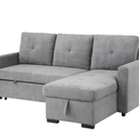 Benjara Lna 84 Inch Sectional Sofa, Pull Out Bed, Storage Chaise, USB