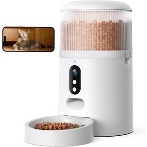 Automatic Cat Feeder with Camera  5G WiFi Timed Cat Food Dispenser, 1080P HD Video with Night Vision, 115 Meals, 199 Portions, 2Way Audio, Keeps Dry Food Fresh, 5L Auto Pet Feeder Also for Dogs
