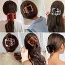 Atoden Flat Square Hair Clips Large Claw Clips for Thick Medium Thin Hair 6Pcs Non Slip Strong Hold Barrettes French Duckbill Accessories for Women Girls Leopard Tortoise Shell