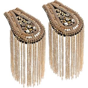 2 Pcs Gold Epaulets,Sequined Tassel Epaulets Punk Epaulettes Shoulder Pads for Women Men Jackets Suit Uniforms Cosplay