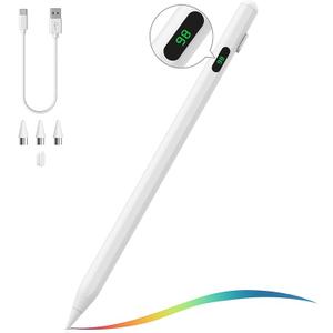 MoKo Stylus Pen for Touch Screen, Active Universal Stylus Pen Compatible with iPad/iPhone/Samsung(NonS Pen) and Other iOS/Android Smartphone and Tablet Devices Tablet Pencil with Power Display, White