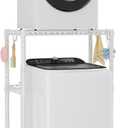 U16 Upgraded Washer Dryer Stacking Rack for Narrow Laundry Room and Bathroom, Metal Over Washer and Dryer Storage Shelves for Saving Space, 29.5" W x 23.6" D x 53.1" H, White