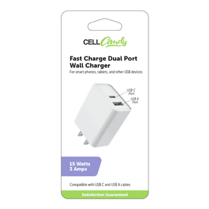 CELLCandy® Fast Charge Dual USB Port Wall Charger - White