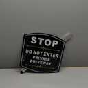 Stop Do Not Enter Private Driveway Sign with Stake, Aluminum Metal Private Driveway Sign, 28" Total Length, Heavy Duty Weather Resistant