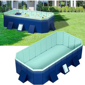 Portable Foldable Pool for Adults, Non-Inflatable Kids Pool, Kiddie Hard Plastic Pool,Dog Pool-Thickened Wear-Resistant Material, Puppy Swimming Pool, 116.14" x 64.96"x 21.65"