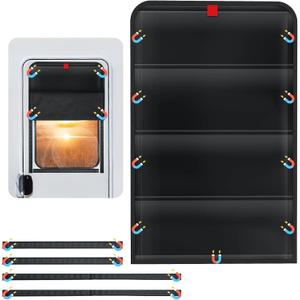 Magnetic RV Door Window Shade - 25" x 16" Foldable Blackout Window Cover with Thermal Insulation, UV Protection, Waterproof 600D Oxford Fabric for Camper Trailer, Travel Trailer, and RV Windows