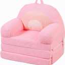 MOMCAYWEX Kids Sofa, Sherpa Couch with TriLayer Foam Cushions, Comfy Seating for Kids Age 18 Months and Up, Pink