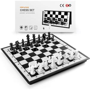Chess Sets Travel Board Games: Magnetic Folding Chess Board with Instructions Teen Gifts Family Games Educational Toys for Kids and Adults 9.5 Inch (White-black)