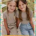 Girls Short Sleeve Shirts Cute Tees | Basic Tops, Ribbed Knit, Crew Neck, Slim Fit, Summer, Soft, School Outfit, Trendy, Ages 5-14, Solid Colors, Versatile Styling