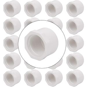 20PACK 3/4 Inch PVC Pipe End Cap - 3/4 Inch Female Threaded Plug Adapter, SCH 40 PVC Cap Fitting for Plumbing Water Line, White