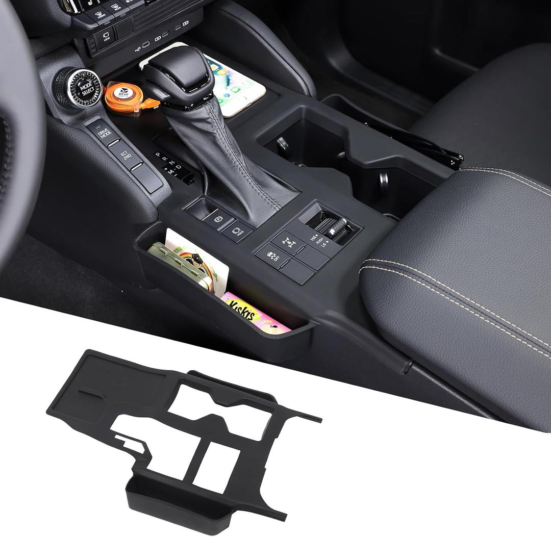 Fgtagtal Center Console Panel Silicone Storage Box Fit for Toyota Land Cruiser 250 Prado J250 LC250 2024 2025 Car Seat Gap Storage Box Wireless Charging Silicone Protective Pad Accessories (Black)