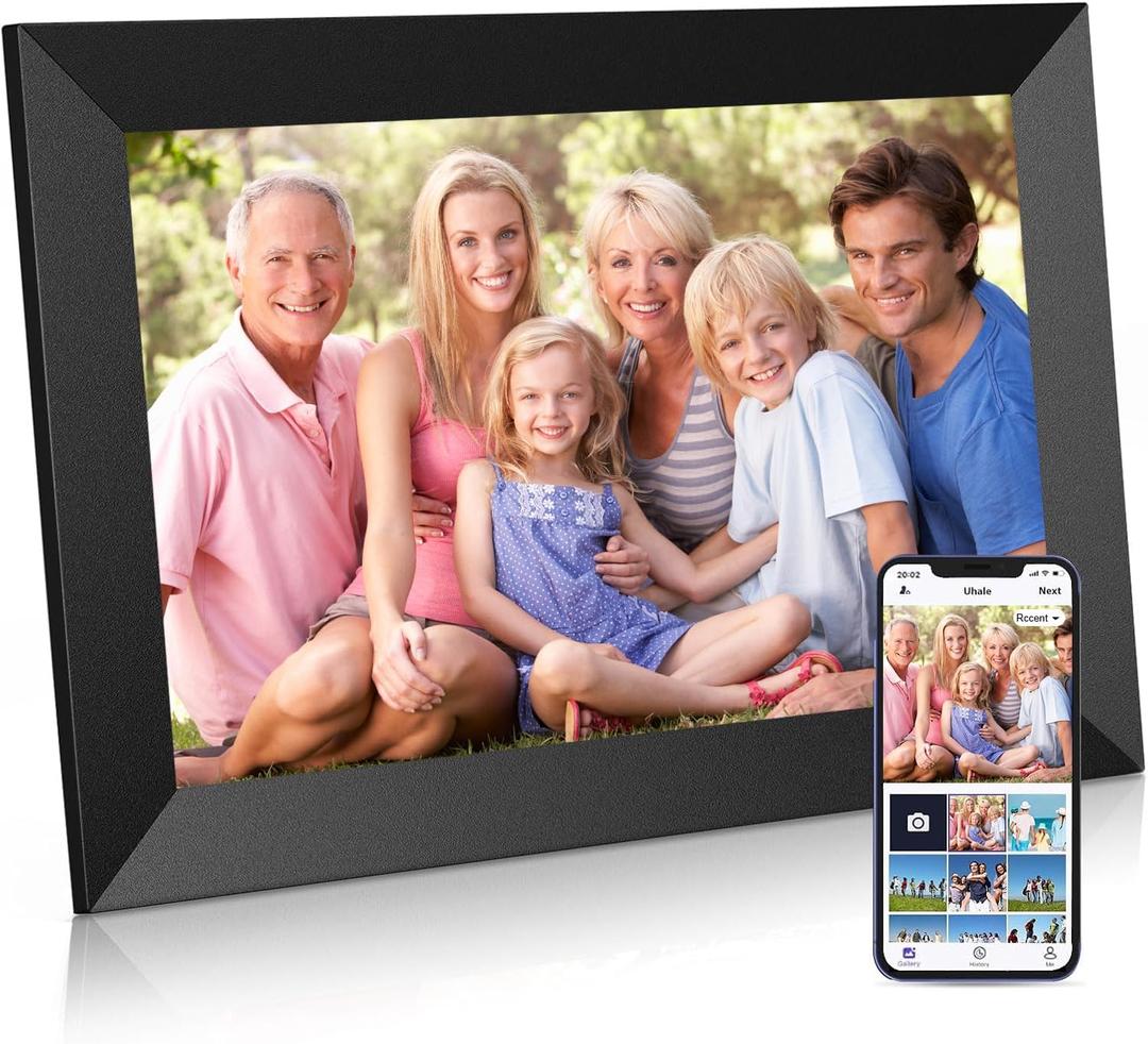 Uhale Digital Picture Frame WiFi 10.1 inch HD IPS Touch Screen Electronic Picture Frame Slideshow Smart Loop Digital Photo Frame with APP & SD Card Slot to Load Photos & Videos from Your Phone (black)