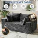 Boneless Loveseat Sleeper Sofa Bed, 3-in-1 Convertible Sofa Bed and Floor Futon Couch (Velvet-Grey, Loveseat (55"))
