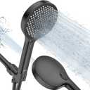 LEIVI High Pressure Shower Head, 4-mode Handheld Showerheads with 70 Inch Stainless Steel Hose, Built-in Power Wash to Clean Tub, Tile & Pets, Anti-clog Nozzles, Adjustable Bracket, Black