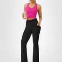 FOHOFO Yoga Pants Women, Flare Leggings for Women with Pockets Crossover High Waisted Bootcut Yoga Pants, L