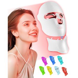 FOLOKE LED Light Therapy Mask Skin Care Mask, LED face & neck Red 6305nm & NIR 830nm Wavelength,USB C Rechargeable for Home Use Working Travel Yoga (Sakura Pink
