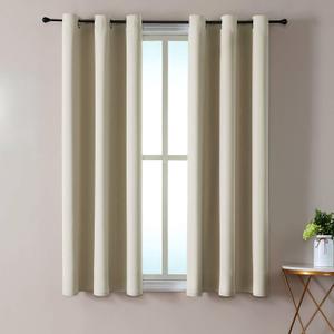 ChrisDowa Small Window Curtains 50 inches Long for Bedroom - Grommet Short Thermal Insulated Room Darkening Curtains for Kitchen (2 Panels, Beige, 29 x 50 Inch) ChrisDowa Small Window Curtains 50 inches Long for Bedroom - Grommet Short Thermal Insulated Room Darkening Curtains for Kitchen (2 Panels, Beige, 29 x 50 Inch)