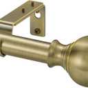 Window Curtain Rods 36 to 72 Inches, 1 Inch Diameter Adjustable Drapery Rod, Decorative Heavy Duty Curtains Rod with Fancy Round Finials for Living Room, Bedroom, Patio, Antique Bronze