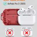 MOBOSI for AirPods Pro 3 Case with Lock, Compatible with AirPod 3rd Gen Cover [Fit for MagSafe], Military Grade Hard Shell for iPods Pro3 with Cleaner Kit & Keychain for Men(2025), Red