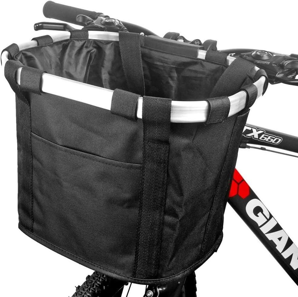 CZXJKKL Bike Basket, Foldable Small Pet Cat Dog Carrier Front Removable Bicycle Handlebar Basket Quick Release Easy Install Detachable Cycling Bag Mountain Picnic Shopping