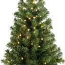 VINGLI 3ft Green Mini Artificial Christmas Tree with 150 Branches Tips, Pre-lit Design, Tabletop Xmas Tree for Christmas Party and Home Indoor Decoration Battery Operated (2ft 11in)