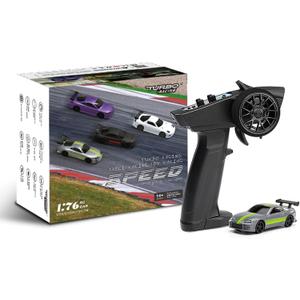1:76 Turbo Racing Scale RC Sport Car, Table Racing Remote Control Mini Model Car Full Proportional RTR Kit Toys (C73grey)