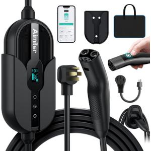 AIMILER Level 1/2 Tesla Charger(WiFi APP/Plug-Play), Max 32A, 25ft Cable ETL Certified, Portable Electric Car EV Charger for Tesla Models Y/X/3/S or Nacs Connector EVs (240V Nema 14-50 Plug)