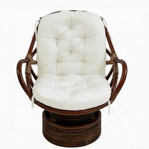 Swivel Rocking Chair Cushion,Wicker Rattan Rocker Seat Cushions with Straps,Chairs Pads for Outdoor Indoor Furniture,Chair Not Include(White)