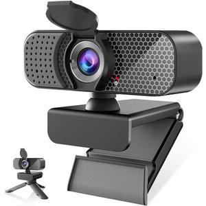 1080P Webcam PC Webcam with Microphone and Physical Privacy Cover, Noise-Canceling Microphone, Auto Light Correction, Ultra Wide Angle for Conferences/Online Courses/Live Streaming/Zoom/YouTube