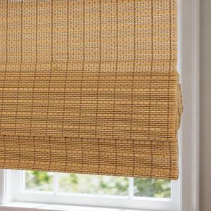 Cordless Bamboo Roman Shades with Beige Blackout Liner, Woven Wood Roman Blinds, Blackout Natural Blinds for Windows, Doors, Thrush, 21" W x 48" H