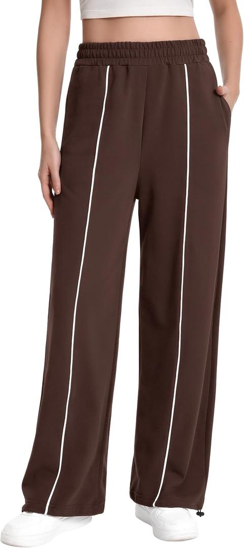 Auriviz Sweat Pants for Women Straight Leg Sweatpants Interior Drawstring Pants with Adjustable Leg Cuffs, M