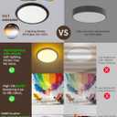 zouzai 12 inch LED Ceiling Light Flush Mount, 5CCT Adjustable 2700K-6000K, Amber/Pink/Ice Blue Night Light, 22W+8W Dimmable Fixture for Bedroom, Living Room (Black, DIP Switch, 2 Pack)